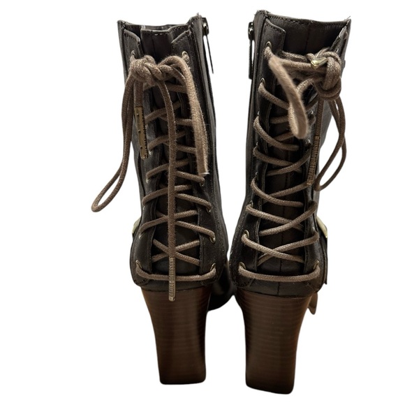 Harley-Davidson Shanna 7-Inch Dark Brown Leather Back Lace High Heel Boots - Picture 7 of 14